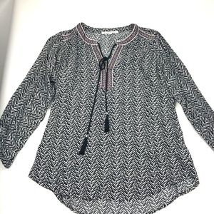 Daniel Rainn Tie Front Peasant Top